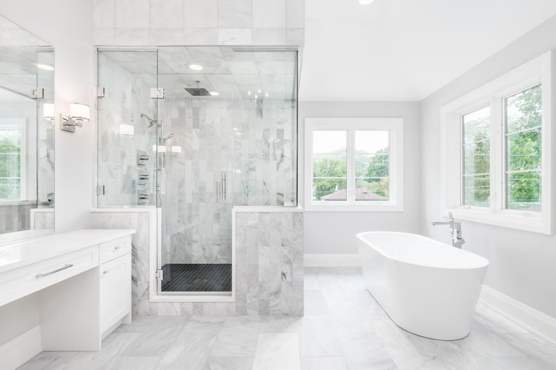 Marble Shower with Built-in Bench
